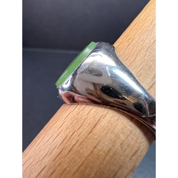 Vintage MCM Sterling Silver Nephrite Jade Ring – Size 10 - Picture 9 of 15